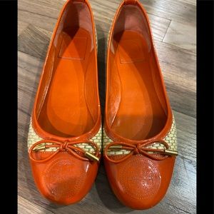 Tory Burch Rattan Weave Bow Ballet Flats